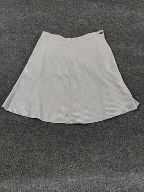 Personal Skirt Womens 16P Black Check A-Line Short Pleated Elastic Waist Twill